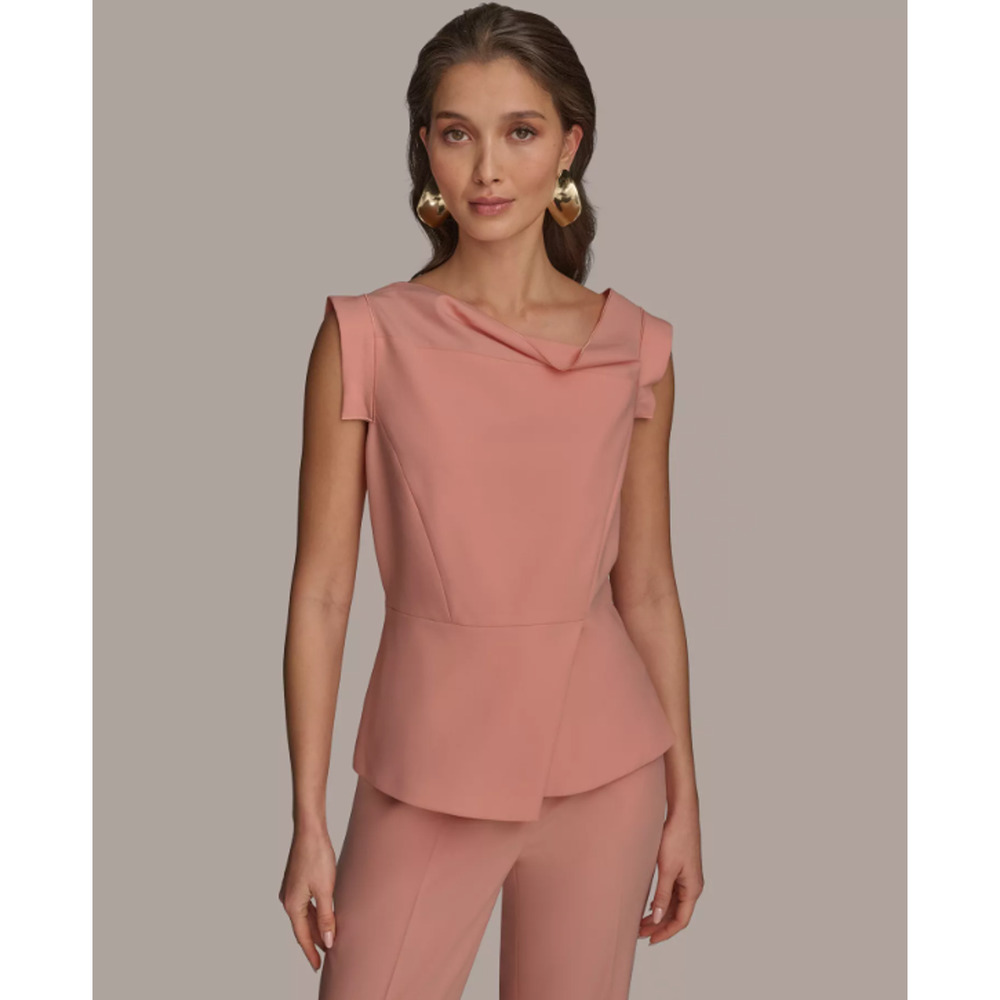 Donna Karan New York Women's Top Structured Asymmetrical Apricot Size XL 17250